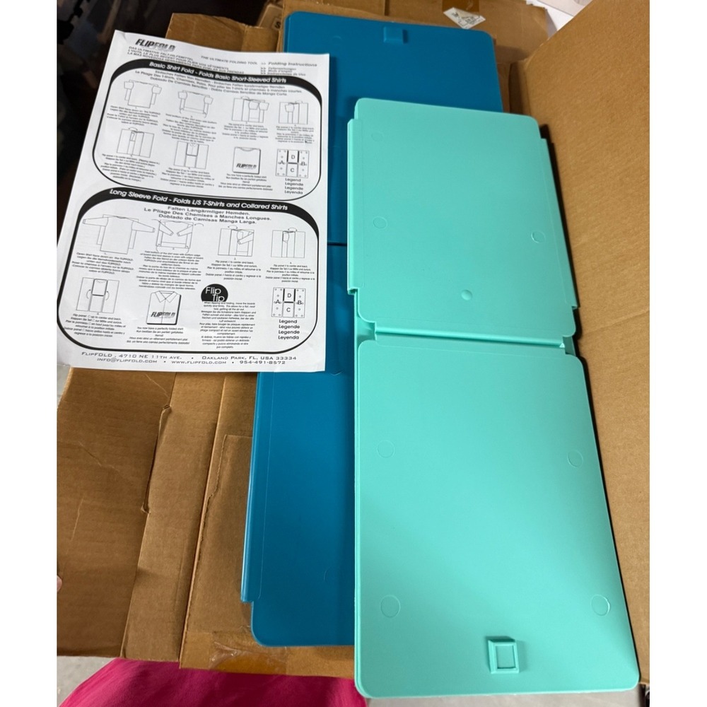 Set of 2 GENUINE FlipFold Shirt & Laundry Folder- 1 Adult & 1 Junior -GREEN TEAL